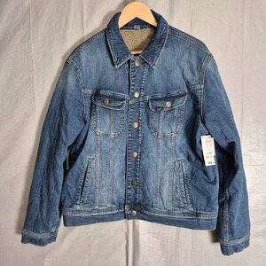 Lee Sherpa Lined Blue Men's Jacket Reversible- Size Medium Denim
